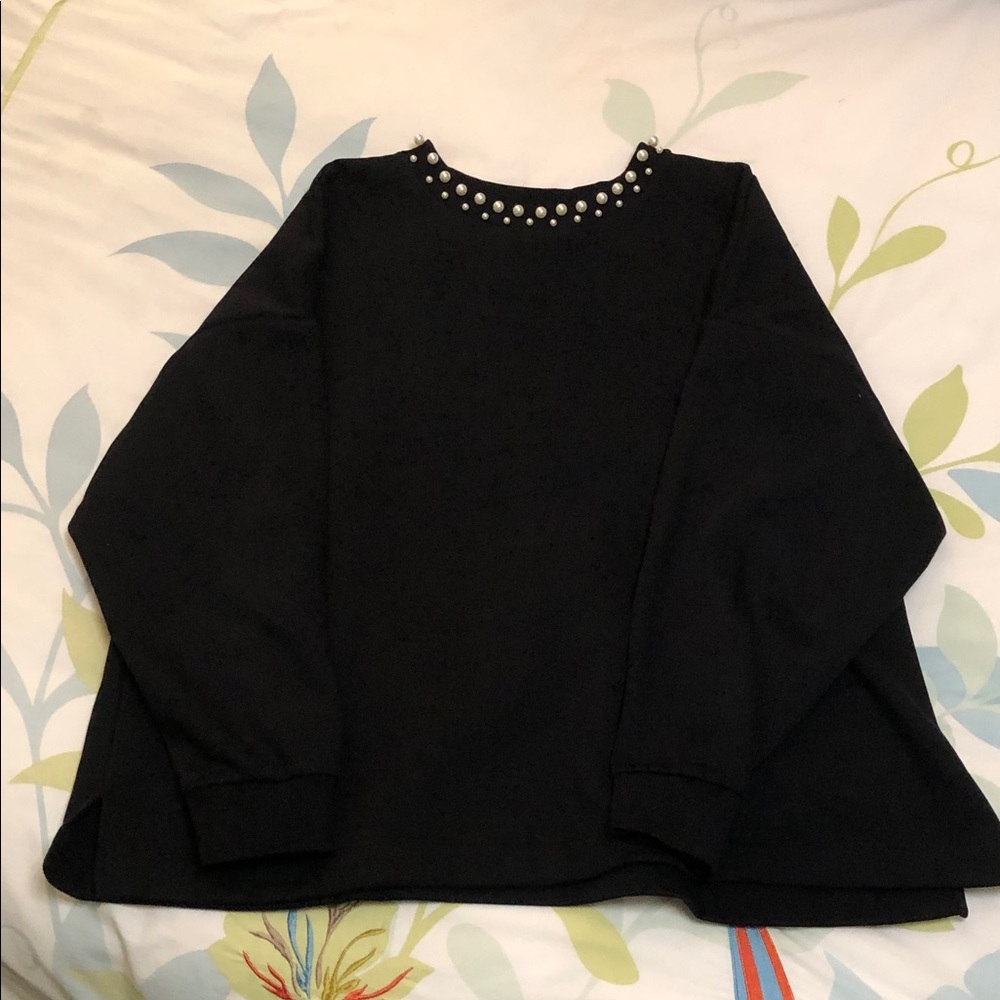 Penningtons Black Sweatshirt with Pearl Accents